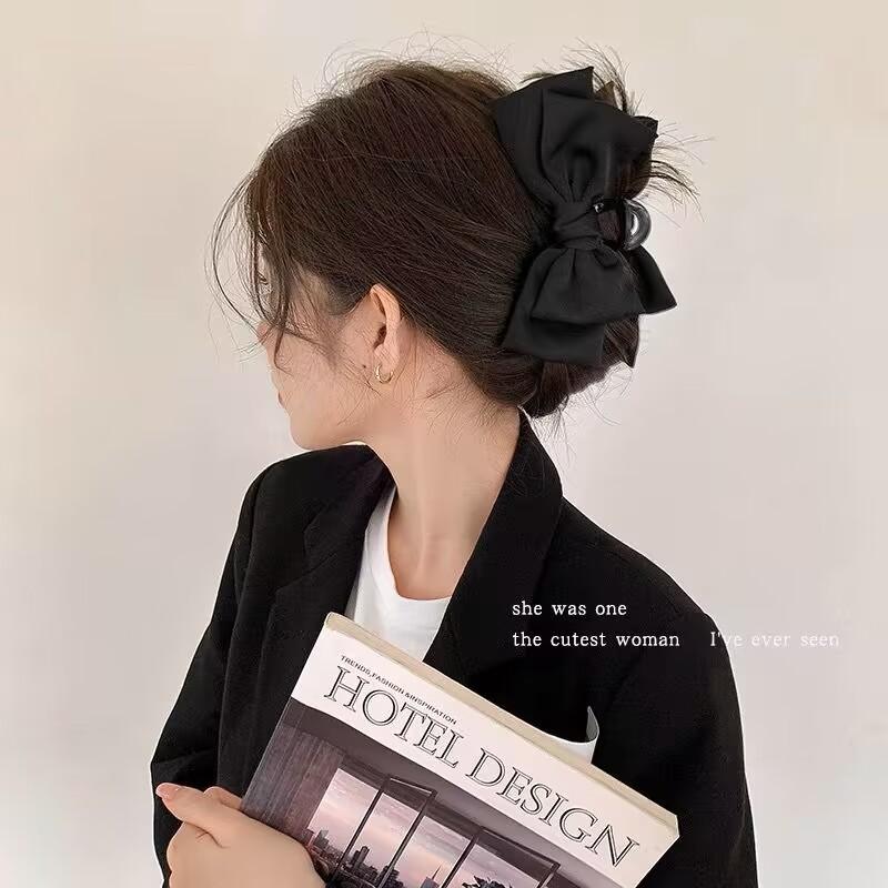 Double Sided Bow-Knot Grab Clip Hairpins Big Size Bow Velvet Hair Claws Korean Hair Clip Hair Style Accessories Fashion Barrette