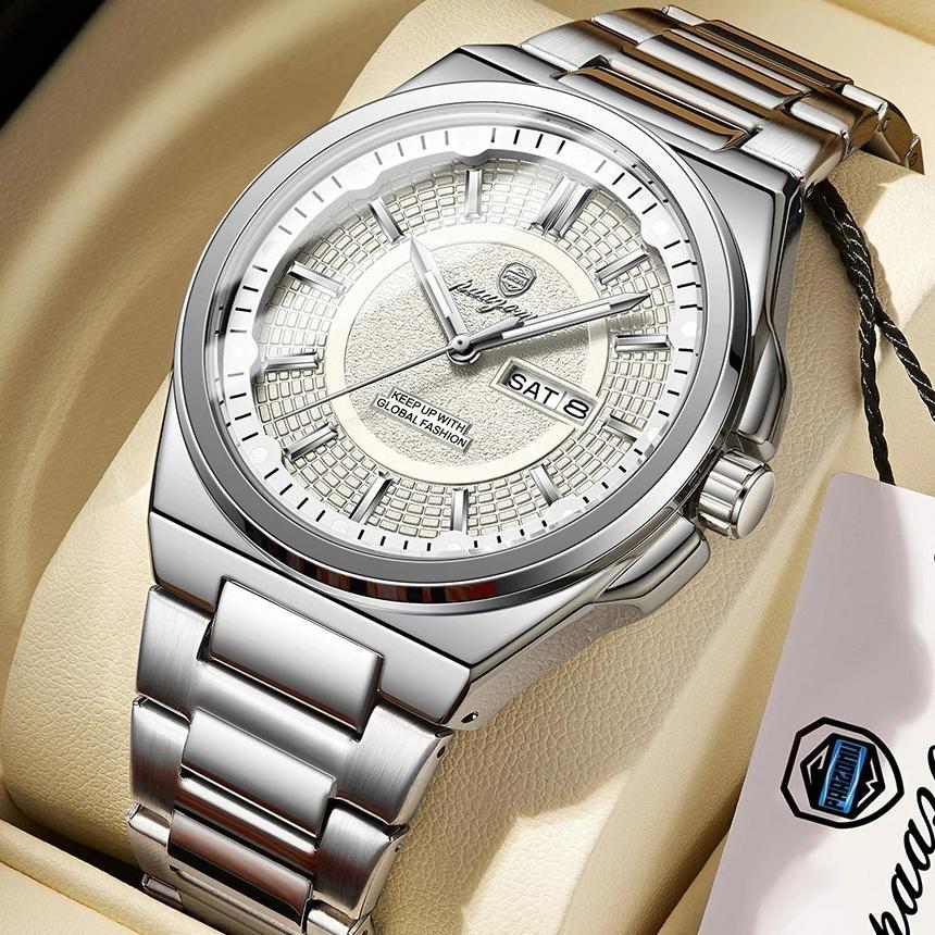 Fashion Classic Man Watch Waterproof Luminous Date Week Luxury Men Watch Stainless Steel Quartz Business Men's Watches