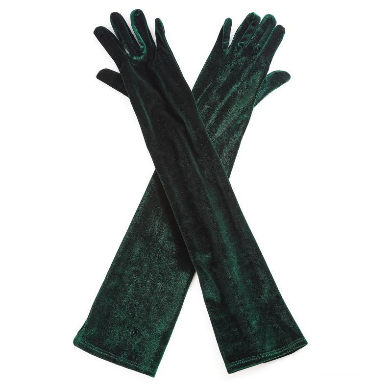 1 Paar Damen Flauschige Elegante Samt Unifarbene 53cm Lange Handschuhe Vollfinger Abendkleid Etikette Bühnenauftritt Partyhandschuhe