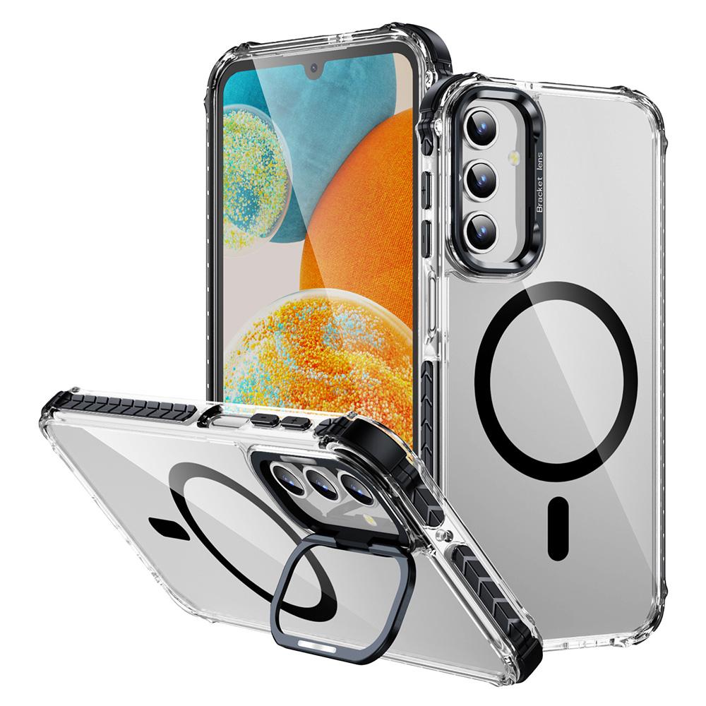 For Samsung Galaxy S24 Clear Phone Case with Lens Kickstand Cover Compatible with MagSafe