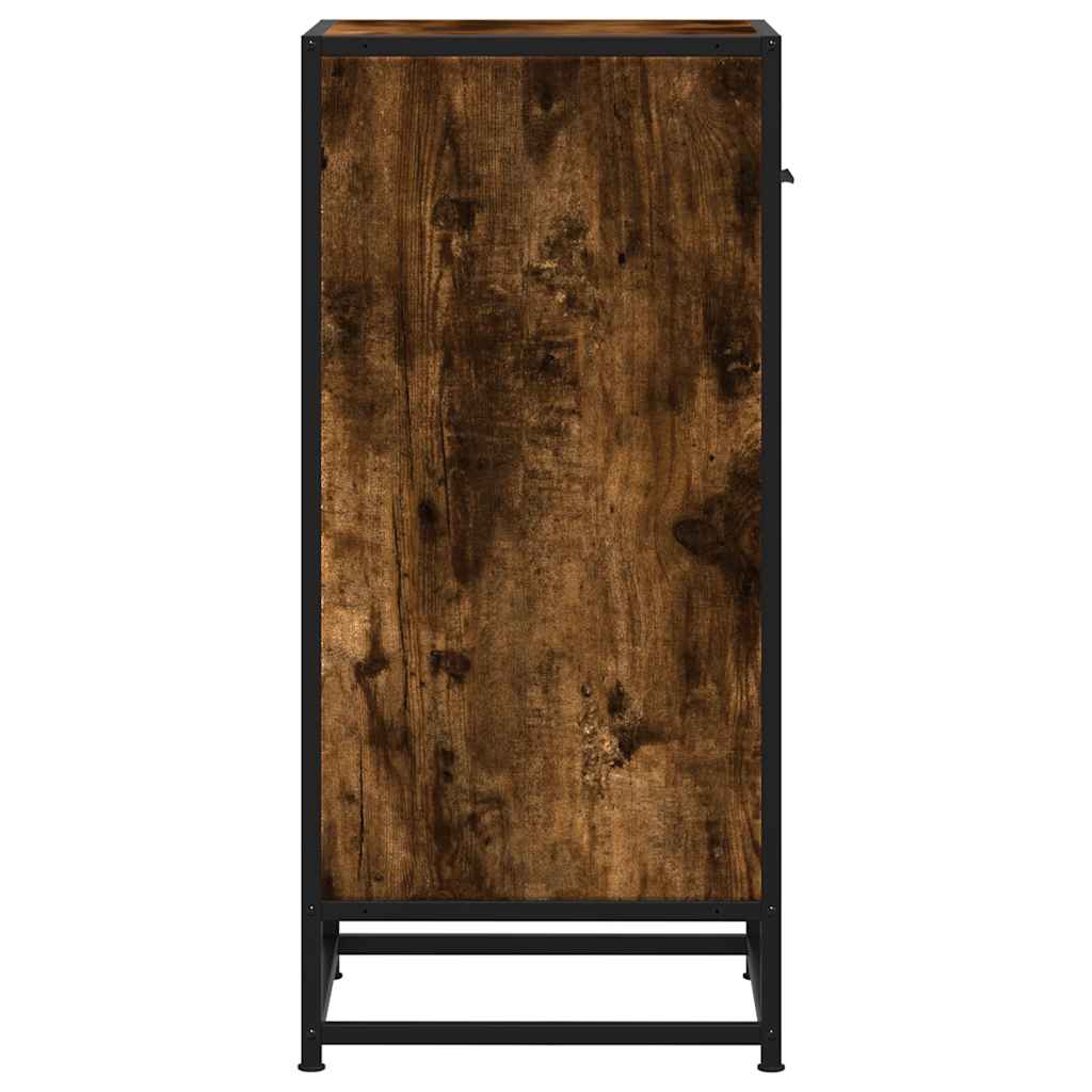 Sideboard in Smoked Oak Finish 35.5 x 35 x 76 cm Made of Engineered Wood and Metal