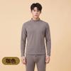 Mens Faux Rabbit Fur Thermal Underwear Set Mock Neck Long Sleeve Warm Base Layer Solid Color Loungewear