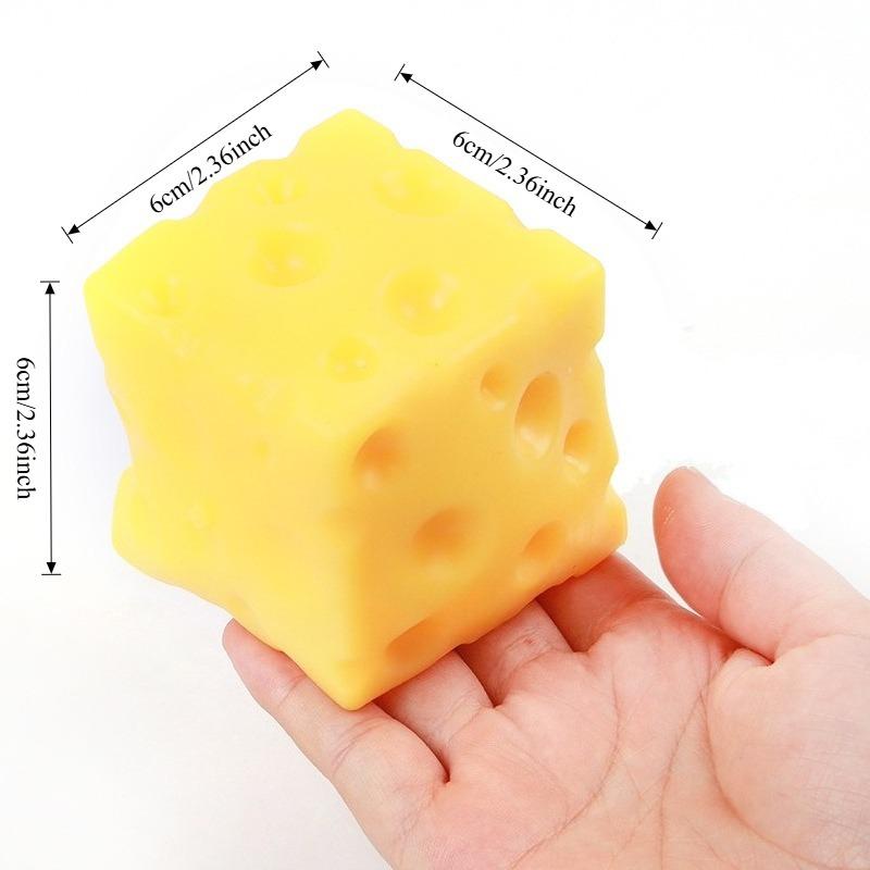 Squishy Cube-shaped Cheese Fidget Toy Slow Rebound Push Stress Relief Sensory Toy Soft Butter Cheese Squeeze Christmas Present