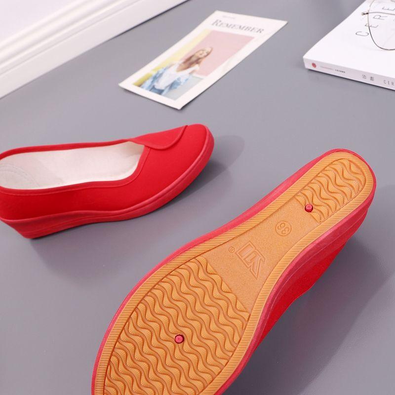 Cresfimix Zapatos De Mujer Women Cute Round Toe Red Slip On Loafers Lady Cool Canvas Anti Skid Comfort Summer Flat Shoes B6070b