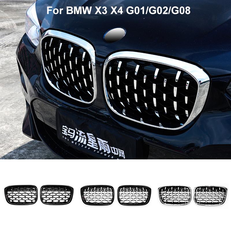 

A Pair For BMW X3 G01 G08 X4 G02 Diamond Kidney Grille Front Bumper Grill Car Styling