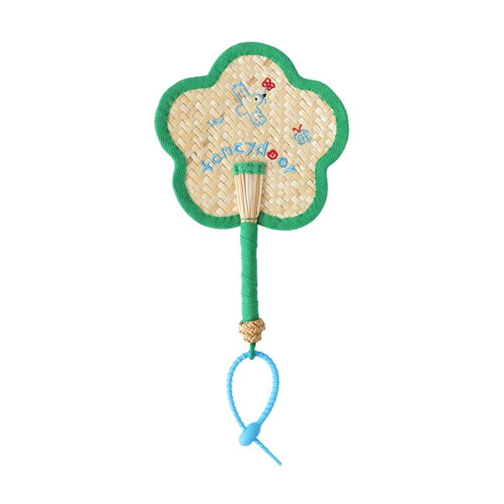 

Ручные веера из соломы в форме цветка, ручной работы, милые плетеные веера, летний охлаждающий веер, для летнего использования зелёный