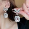 European and American Luxury Irregular Silver Needle Earrings with Rhinestone Inlay