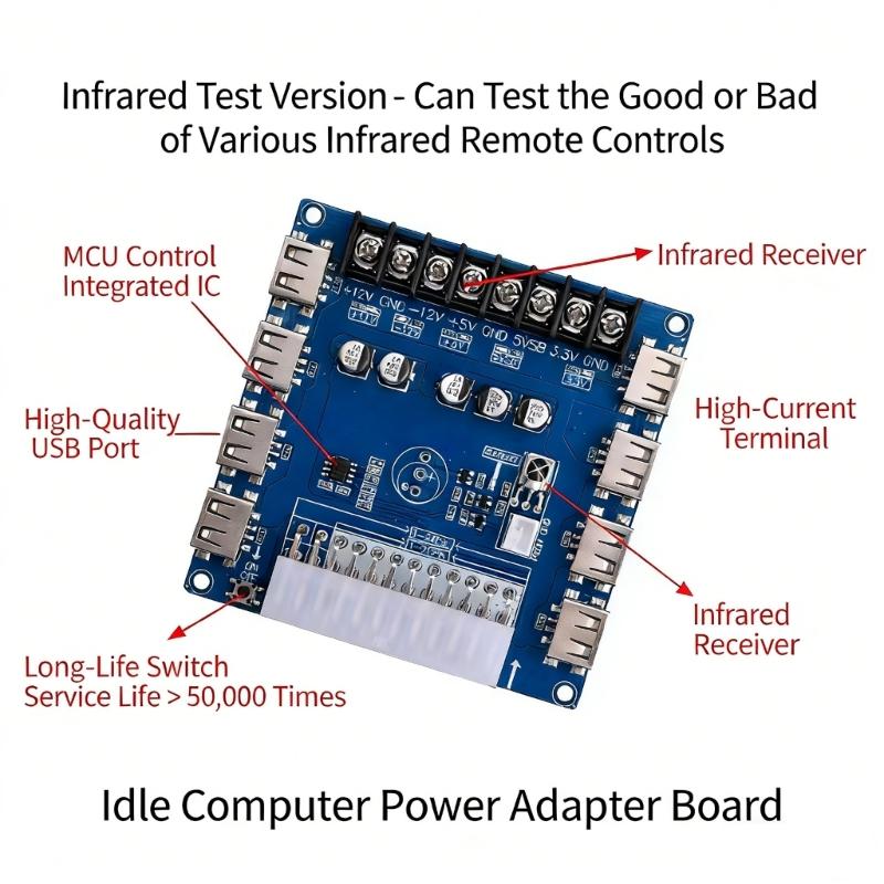 Universal Computer Power Supply Unit 8 USB Charging Specks Practical Computer Power Extension Board for DIY Applications
