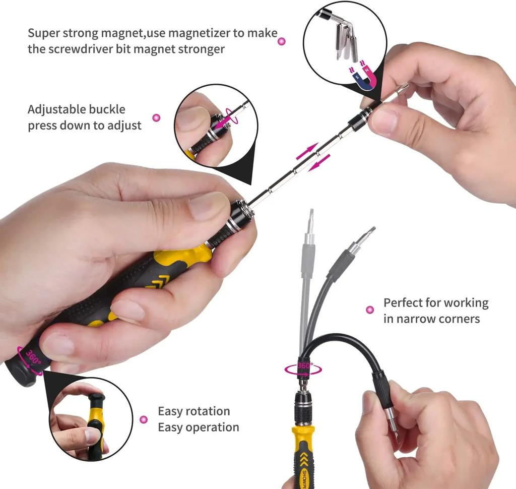Computer Repair Kit 115 in 1 Magnetic Laptop Screwdriver Kit  Precision Screwdriver Set  Small Impact Screw Driver Set with Case