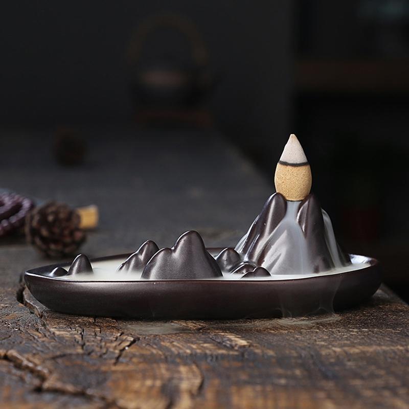 Mountain Water Ceramic Backflow Incense Burner Waterfall Backflow Incense Burner Creative Ornament