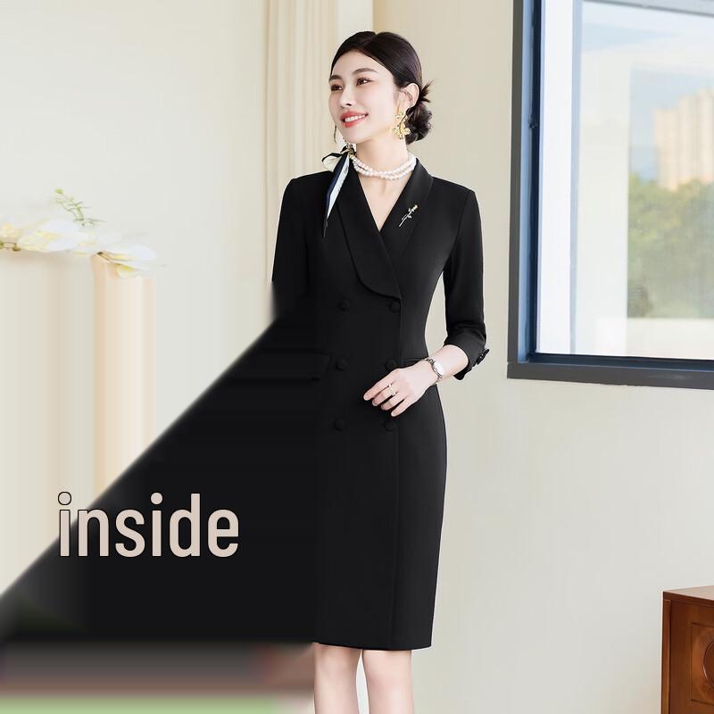 Trolman Women's Black 3/4 Sleeve Blazer Dress