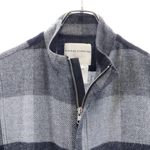 STEPHAN SCHNEIDER Check Pattern Stand Collar Wool Jacket 3 Gray Men's Used