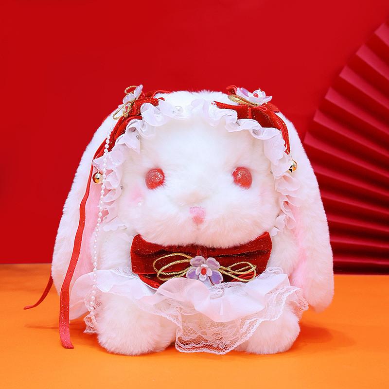 Adorable Lolita Bunny Plush Toy Soft Short Fur Doll Perfect For Girls Birthday Gift