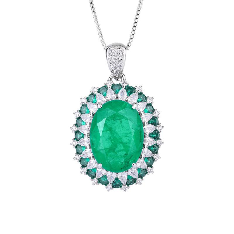 Jewelry Copper Bottom Gold-Plated Imitation Wood With Green Grandmother Green Denier Pendant Ring Set 12 * 16