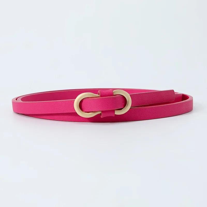 Multi-color Women Fashion Thin Belt Casual Decoration Dress Shirt 8-character Buckle Small Belts Solid Pu Leather Ladies Belts