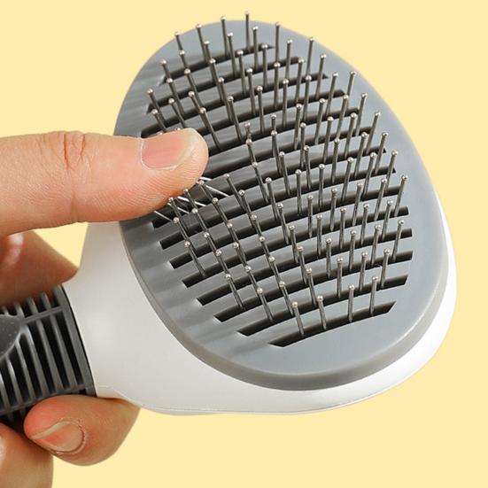 Self-Cleaning Cat Grooming Comb Stainless Steel Teeth Dog Detangling Comb with Anti-Slip Handle Deshedding Brush for Long Short Hair Pets