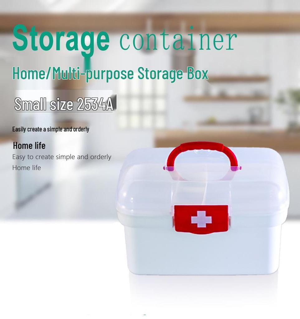Portable Layered Medicine Storage Box with Compartments for Dormitory and Household Use