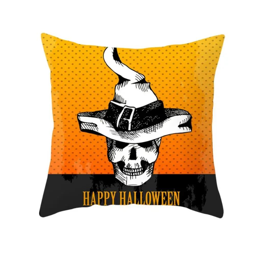 Halloween Series Horror Pumpkin Print Pattern Cushion Cover for Home Living Room Sofa Decoration Square Polyester Pillowcase