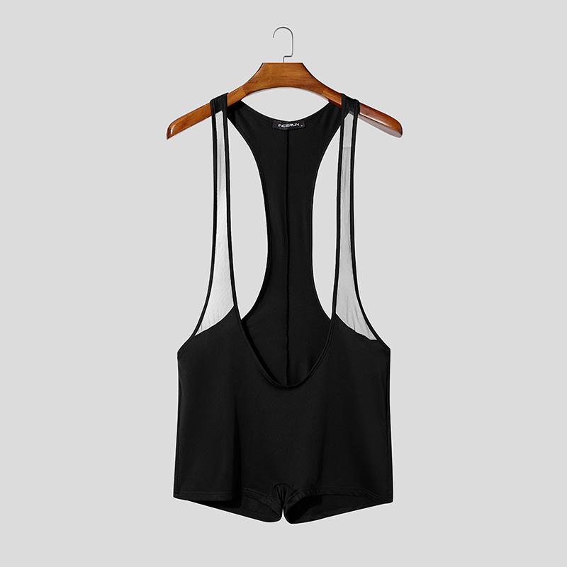 INCERUN Herren Langarm Ärmellos Enganliegend Bodysuits Einteiler Overalls Unterwäsche Playsuits