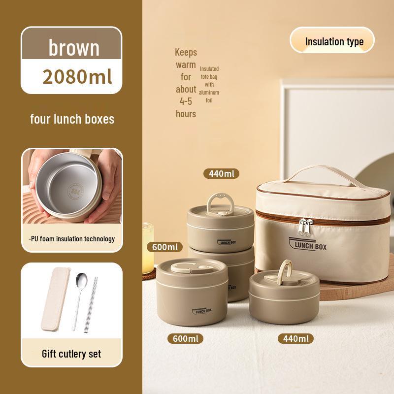 304 Stainless Steel Leak-Proof Multi-Layer Insulated Lunch Box for Office Workers & Students, Microwave Safe & Portable