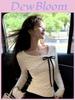 Oversized Vneck Tshirt For Women With Embroidery And Bow Tie Detail Spring 2025