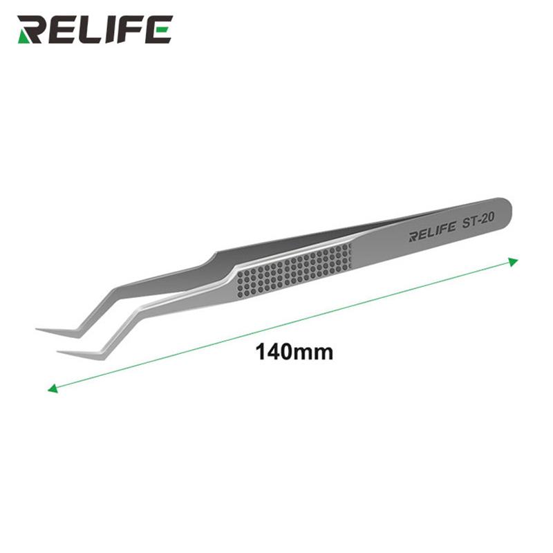 RELIFE ST-20 Precision Tweezers Curved Tips IC Chip Tin Placement Positioning for iPhone Samsung Mobile Phone Repair Tools