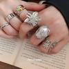 Folded flower pattern round opening ring six-piece set metal index finger ring niche design ring