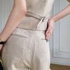 Fashion Premium Set Two-piece Sleeveless Suit Vest Cotton Linen Wide Leg Pants Casual Slimming