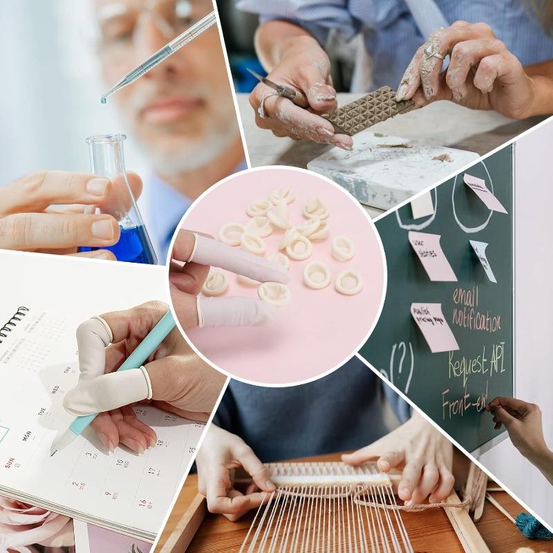 200 Pcs Disposable Finger Cover Natural Rubber Gloves Non-slip Latex Finger Cots Fingertips Protector Gloves Non-toxic Nail Tool