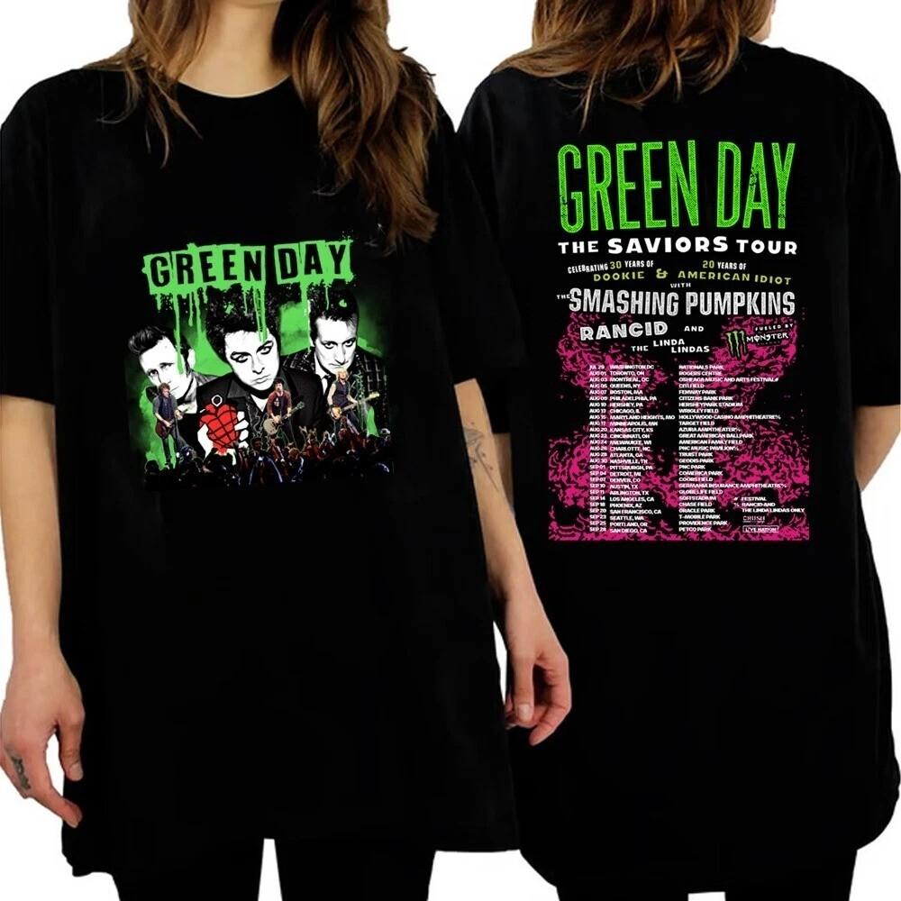 Vintage Green Day Tour 2024 Shirt The Saviors Tour Merch Green Day Rock Band Unisex T-Shirt XXXXL