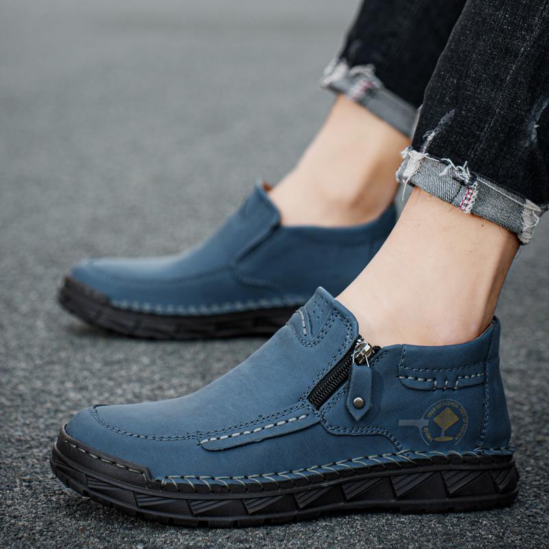 Handmade Split Leather Boots Men Shoes Comfortable Ankle Boots For Men Casual Shoes Large Size Tooling Shoes