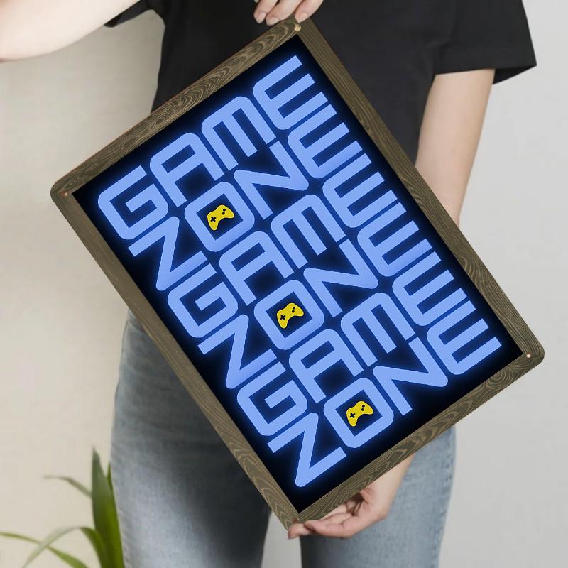 

Game Zone Neon Sign Metal Wall Art Decor with Controller Icon for Gaming Room 20x30cm（7.8x11.8inch）