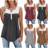 Fashion Womens Summer V-neck Sleeveless Patchwork Tops Ruffle Loose Tunic Blouse