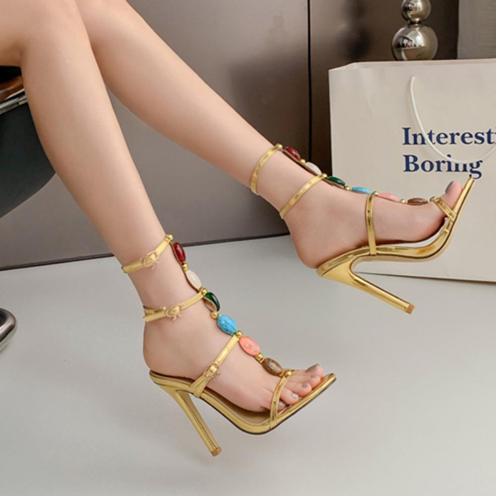 Fashion Shoes for Women Summer Bohemian Style Fashion High Heels Gladiator Sandals Women Open Toe Wedding Party Evening Banquet Shoes