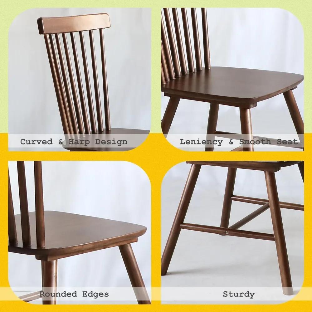 For Dining Chairs Set of 4, Windsor Chair Farmhouse Spindle Back Wood Dining Room Chairs, Solid Wooden Kitchen Chair for Living