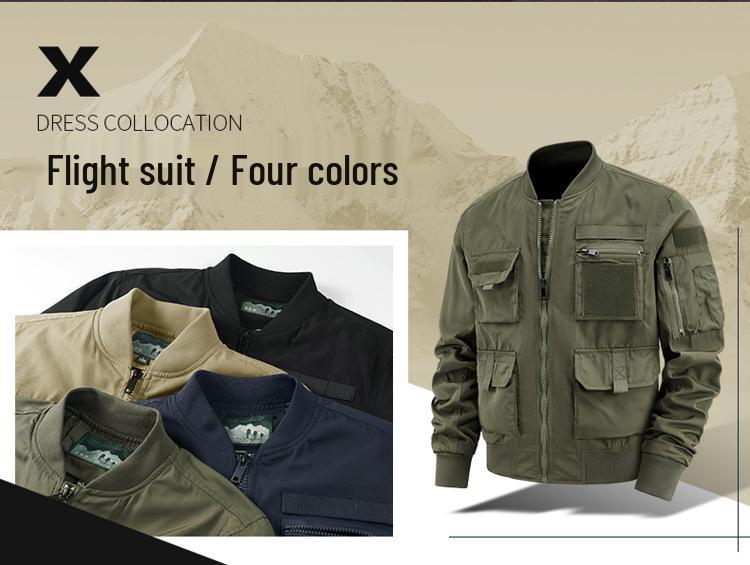 Herren Mehrzwecktaschen Wasserdichte Outdoorjacke - Bergsteigerstil, Frühjahrs-/Herbst-Camping-Oberbekleidung