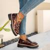 Women'S Retro British Style Loafers - Black & White Leopard Print, Chunky Sole, Slip-On Flats for All Seasons, Versatile Casual to Night Out Shoes