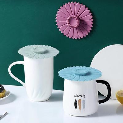 Nordic Color Silicone Sunflower Cup Lid - Dustproof, Anti-Fall, Food-Grade Sealing Cover for Teacups and Coffee Cups.