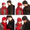 Solid Color Knitted Cap Soft Touchscreen Gloves Christmas Hat Scarf Gloves Set for 3Pcs/Set Men