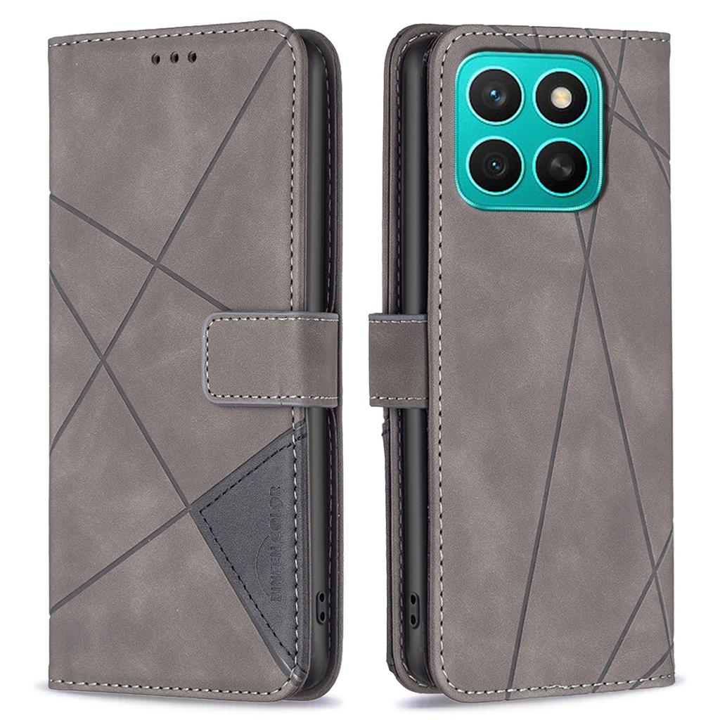 BINFEN COLOR For Honor X8c 4G Phone Cases Wallet Stand Geometry Imprinted Leather Cover