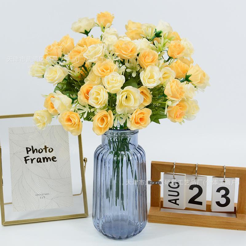 Artificial 12-Head Small Rose Bouquet: Fake Flowers for Home, Dining, Party, or Salon Decor