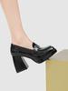 Role square head retro loafers women's spring 2025 new thick heel niche high heel French belt buckle women's single shoes