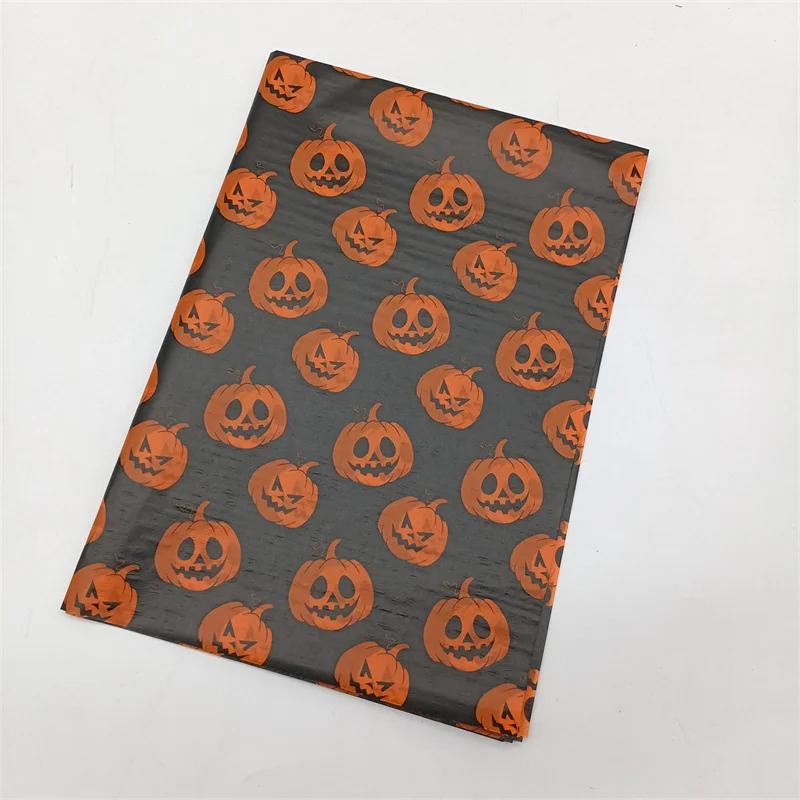 20 Blatt Halloween Geschenkpapier, Totenkopf/Geist/Kürbis Muster Geschenkpapier Seidenpapier Dekoratives Bastelpapier für Party 50*35cm