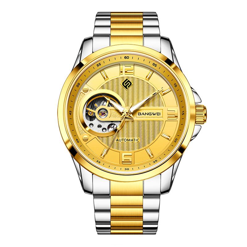 

LIGE Бренд Bangwei Модные Роскошные Мужские Часы Классические Простые из Нержавеющей Стали Водонепроницаемые Мужские Механические Часы золотой/серебряный