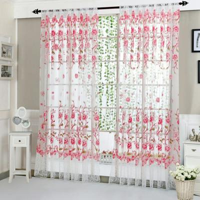 Elegant Peony Tulle Curtain Gauze Transparent Curtain Modern Sheer Curtains  Living Room