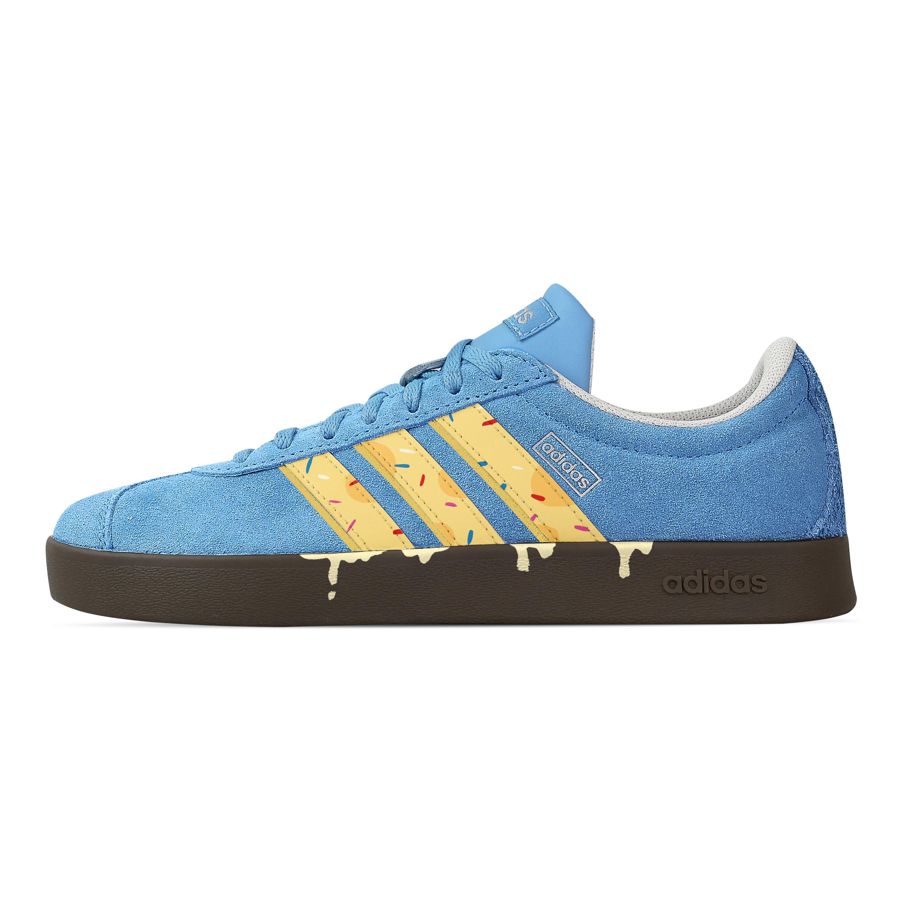 

Custom Adidas VL COURT 2.0 Cheese Pie Low top German Army Trainers Unisex Blue Yellow JI0496(Team773-) 36