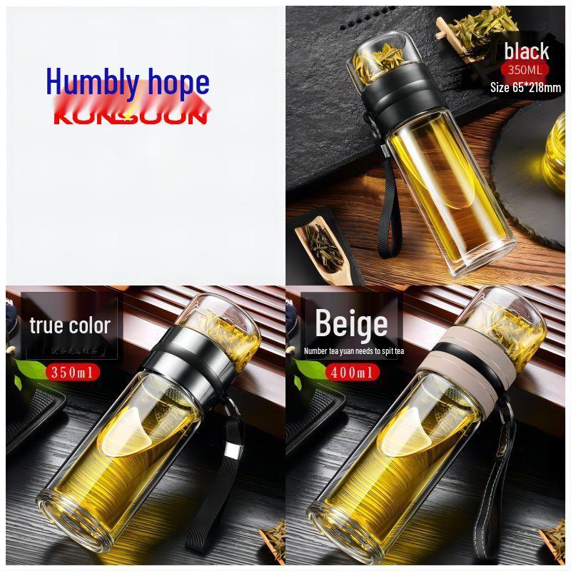 Qianxing Double-Layer Tea Separation Glass Cup