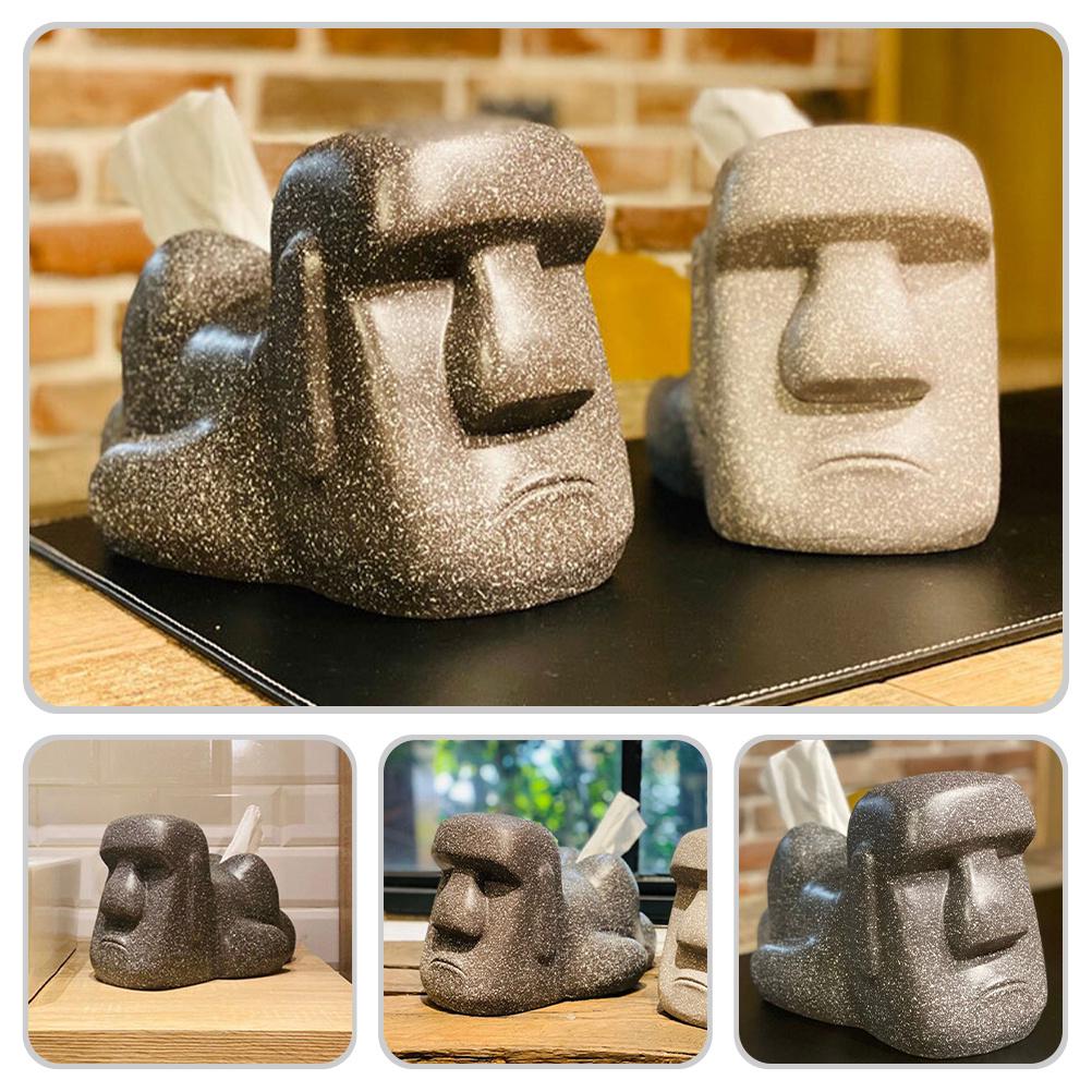 Retro Moai Tissue Box Holder Creative Napkin Dispenser For Home Office Bedroom Living Room Decorative Storage Case