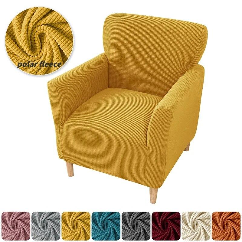 Polar Fleece Armchair Cover Elastic All-inclusive Single Sofa Slipcovers for Living Room Stretch Tub Club Chairs Protector Case