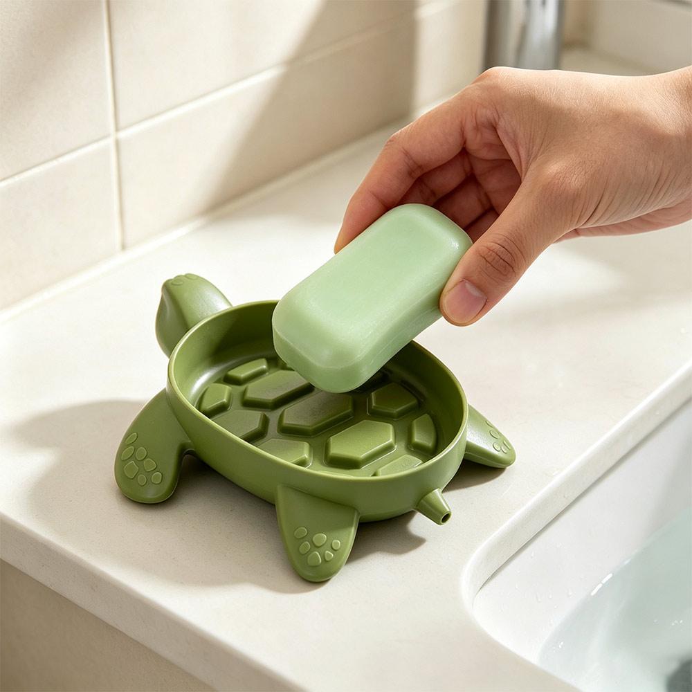 Cute Drain Soap Holder Box Plastic Soap Holder Creative Turtles Shape Soap Box Bathroom Shower